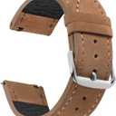 Suede Leather watch bands for men and women, Quick Release leather watch strap with Silver Buckle watch leather strap, 18mm/20mm/22mm watch band WBG0206