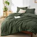 Bedsure Twin/Twin XL Comforter Set - Dark Green Soft Bedding for All Seasons, Cationic Dyed Bed Set, 2 Pieces, 1 Twin Size Comforter (68"x88") and 1 Pillow Sham (20"x26"+2")