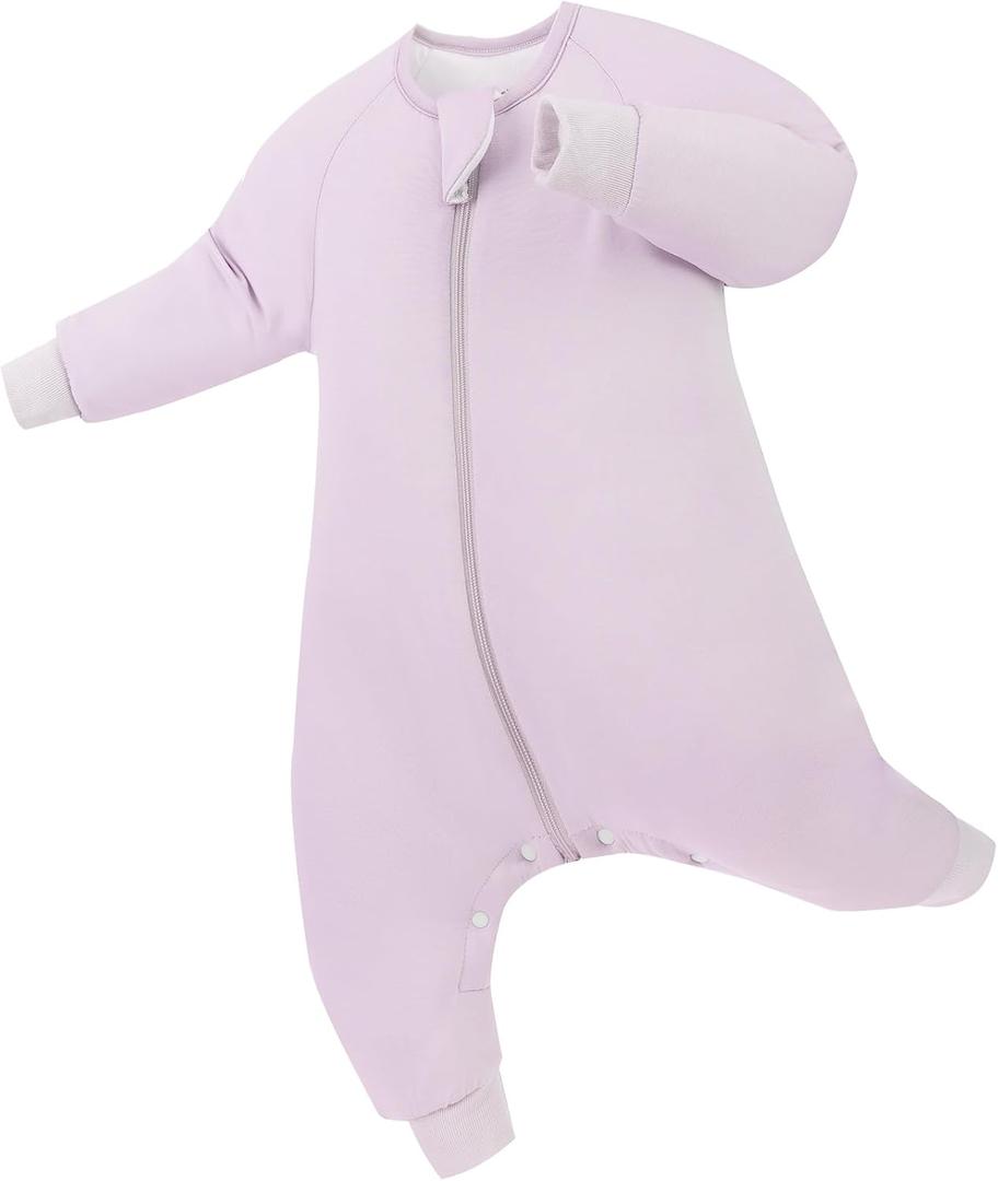 PurComfy Supersoft Active Toddler Sleepsuit 1.0 TOG Long Sleeve Wearable Blanket with Legs All-Season Cozy Sleeper, Size: 6-15 Months, Lilac
