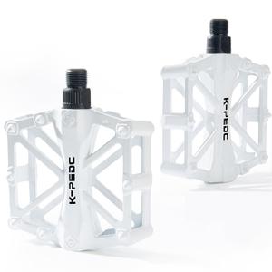 GPMTER Bike Pedals 9/16 for MTB, Mountain Road Bicycle Flat Pedal, with 16 Anti-Skid Pins -Universal Lightweight Aluminum Alloy Platform Pedal for Travel Cycle-Cross Bikes etc (White2)