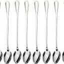dhrbsx Long-Handled ice Tea Spoon, Cocktail stir Spoons, Stainless Steel Coffee Spoons, ice Cream Scoop Set of 8 (pointed, Silver)