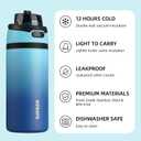 BJPKPK 17oz Insulated Water Bottle with 2-1 Straw Spout Lid, Stainless Steel Metal Water Bottles with Carry Handle, BPA Free, Leak-Proof, Fits in Car Cup Holder, Thermo for Sports,Sky