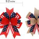 Meseey Patriotic Bows for Wreaths Large Burlap Red White Blue Stripe Stars Bow for 4th of July Independence Day Decor,Decorations Bunting Indoor Outdoor Decor and Patriotic Party (12x9.4 inch)