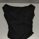 Trendy Queen Off The Shoulder Tops for Women Going Out Y2K Summer Cute Shirts Sexy 2025 Double Lined Spring Club Outfits Black XS