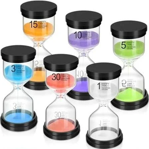 Sand Timer Set, 6 Colors Hourglass Sand Timers 1/3/5/10/15/30 Minutes Sandglass Timers Sand Clock Timer for Classroom Games Home Office Decor Cooking