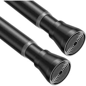 MEXAU 2Pack Tension Curtain Rod for Windows 29 to 64 inch, Never Rust adjustable curtain rod Black tension curtain rods no drilling, 7/8 Inch spring tension curtain rod for Doorway Closet Door