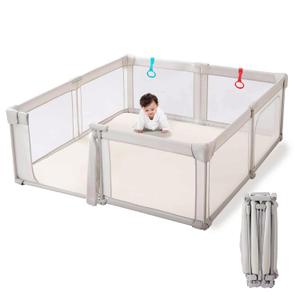 Doradotey Baby Playpen, Quick Setup Portable Baby Playard for Babies and Toddlers, Foldable Playpen Fence Indoors & Outdoor, Breathable Mesh Anti-Fall Play Pen 71x71, Grey