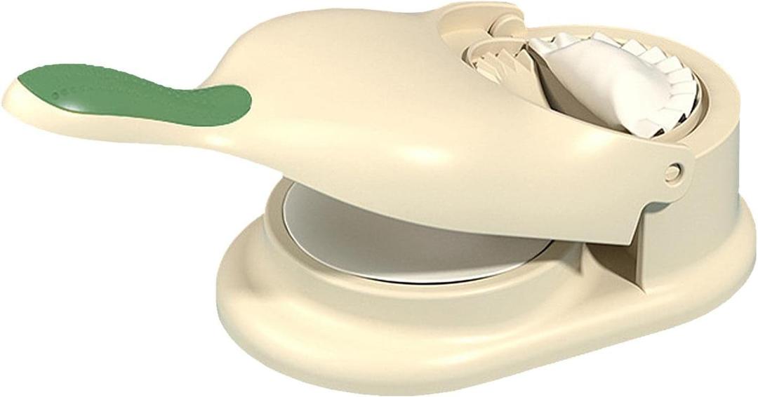 2 in 1 Dumpling Maker, Baking Pastry Pressing Dumpling Skin Wrapper Mould, Manual Dough Press Maker, for Empanada, Ravioli, Pierogi, Hand Pie Pot Stickers, Jamaican Beef Patties(Beige)
