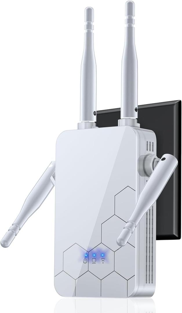 WiFi Extender Internet Booster Support More Network Devices at Home, 10000 Sq.ft Long Range Repeater Wireless Routers Amplifier,1-Tap Setup