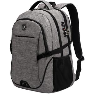 SHRRADOO Anti Theft Laptop Backpack Travel Backpacks with Combination Lock for Women Men High School College Backpack Computer Bag Fits 17 Inch Laptop,Black (Grey)