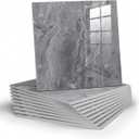 10pcs Marble Peel and Stick Backsplash Waterproof Washroom Wall Panels, Peel and Stick Tile, PVC Wall Panels for Kitchen, Bathroom - 11.8"x11.8" Kitchen Tile (Grey, 9.7 Sq.ft) (Gray)