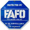2 x FAFO Security Sign, 3D Metal Funk Around and Find Out Sign, 10" Protected By FAFO Metal Reflective Sign, Heavy Duty Weather Resistance Sign for Day & Night Visibility