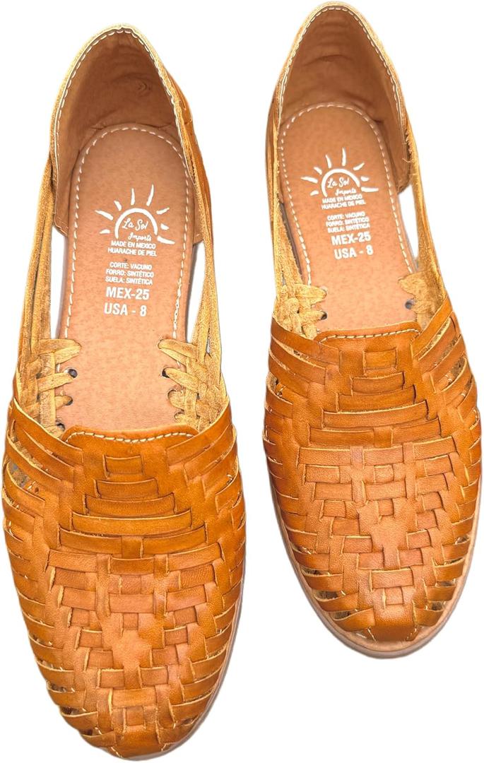 Huaraches Mexicanos para Mujer - Traditional Mexican Chanclas, Guaraches, Sandalias Mexicanas para Women - Comfortable and Stylish Huarache Sandals (Style Dom) (10, Brown)