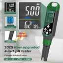 pH Meter Digital Display Color Screen 4 in 1 pH Tester pH EC TDS Temp Water Quality Test Pen Suitable for Home Planting Hydroponics Swimming Pool Drinking Water Brewing Hot Tub NFC DWC