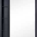 TEHOME Farmhouse Black Metal Framed Recessed Bathroom Medicine Cabinets with Mirror Rounded Rectangle Medicine Cabinet with BeveledMirros,16.5x27.5''