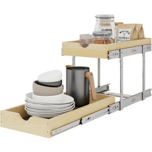 YORKING 2 Tier Pull Out Cabinet Organizer,11" W x 21" D Wooden Cabinet Pull Out Drawers,Heavy-Duty Slide out Wood Drawer Shelf,Pull Out Drawer for Cabinets,Pantry, Bathroom,Kitchen  YORKING 2 Tier Pull Out Cabinet Organizer,11" W x 21" D Wooden Cabinet Pull Out Drawers,Heavy-Duty Slide out Wood Drawer Shelf,Pull Out Drawer for Cabinets,Pantry, Bathroom,Kitchen