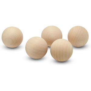 2-1/2 Inch Wooden Round Ball, Pack of 5 Unfinished Natural Round Hardwood Balls, Smooth Birch Balls, for Crafts and DIY Projects (2-1/2 inch Diameter)
