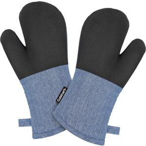 Cuisinart Kitchen Oven Mitts – Heat-Resistant Kitchen Mitts for Oven with Non-Slip Neoprene Palm, Long Cuff, and Cotton Filling – Durable Oven Gloves for Cooking, Baking, & Grilling (Chambray)
