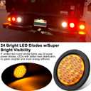Partswcgg 4Pcs 4 Inch Round Amber Strobe Lights 24 LED Trailer Tail Lights with Stobe Solid Flash Patterns for Truck Towing Trailer Lamps Warning Waterproof w/Grommets and 3 Prong Plug 10V-30V