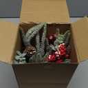 Small Christmas Tree Tabletop Artificial Mini Christmas Tree Decorations with Holiday Ornaments Red Berry Pine Cone Greenery for Home Indoor Fireplace Mantel Xmas Decor (Tree Stump-Red)