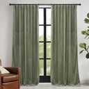 RYB HOME Sage Green Velvet Curtains 84 inches, Room Darkening Super Soft Velvet Drapes with Pleat Tape for Living Room, Thermal Insulated Window Treatment for Bedroom, W52 x L84 inch, 2 Panels (52"W x 84"L (Pack of 2))