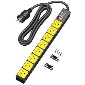 DEWENWILS Heavy Duty Power Strip 20AMP, 8 AC Outlets, Overload Protection & Surge Protection, 12 Gauge Extension Cord 6FT, Wide-Spaced 5-20R & 5-20P T-Slot, Industrial Power Strip for Workshop
