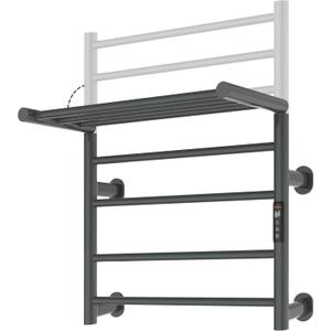 Foldable Heated Towel Rack, Dual-Zone Electric Towel Warmer Rack with Timer, GFCI Plug-in or Hardwired, Wall-Mounted, Drill-Free Installation, Twilight Gray, CA3-700X550-Standard-TG (H 27.56  W 21.65 Inches)