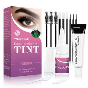 Eyelash & Eyebrow Color Kit, Professional Instant Black Lash & Brow Color Kit, Eye Lash & Eye Brow Coloring Set with Natural Bushy Results, Easy to Use & Salon Beauty at Home 7ml Black