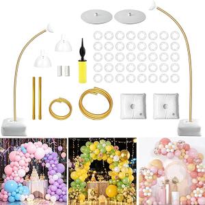 Balloon Arch Stand Kit 8.2ft and 5ft, Heavy Duty Base with Water Filling Bag, Bendable Half Arch Balloon Gold Frame  Suitable for Birthdays, Holiday Decorations and Other Indoor and Outdoor Parties.