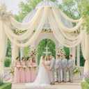 4 Panels Ivory Sheer Fabric for Draping, 30"x19FT Wedding Arch Drapes Tulle Curtains Backdrop, Ivory Chiffon Draping Panels for Wedding Ceremony Party Baby Shower Decorations, Photoshoot & Home Wall