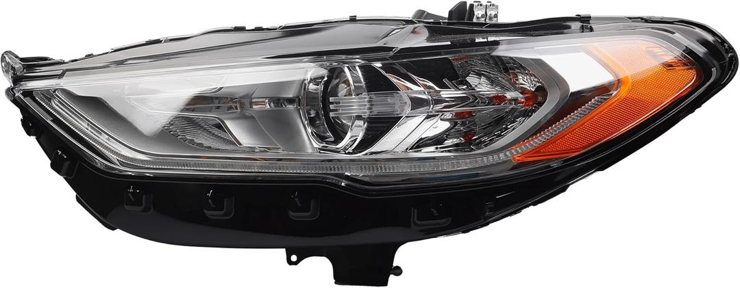 Dasbecan Halogen W/LED DRL Headlight W/bulbs Compatible With Ford Fusion 2017-2020 Left Driver Side Headlights Assembly Chrome Housing Replace# HS7Z13008H FO2502350