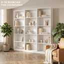 5-Tier Open Cube Storage Organizer Freestanding White Bookshelf, 5 Cube Bookcase Shelf for Sundries Books Bins, 71" H Book Shelves with Back Panels for Garage Study Living Room Home Office, 23.6" W x 11.02" D x 70.87" H