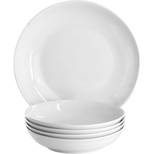 Gibson Home Great Essentials 5 Piece Fine Ceramic Serving Bowl and Pasta Bowl Set in White