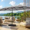 SUPERJARE 15FT Outdoor Patio Umbrella with Base Included, Double Sided Pool Umbrellas with Fade Resistant Canopy, Extra-Large Table Umbrella for Deck, Market, Backyard, Gray