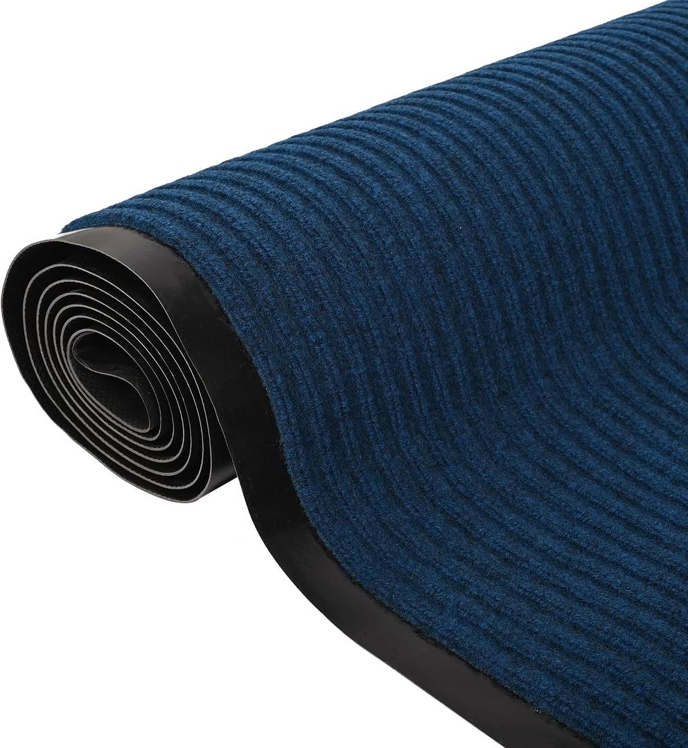 tonchean Commercial Grade Door Floor Mat 3x10Ft Heavy Duty PVC Non-Slip Entrance Mat Indoor Outdoor Runner Rugs, Brush Step Entrance Mats for Corridor, Kitchen, Home, High Traffic Area, Blue