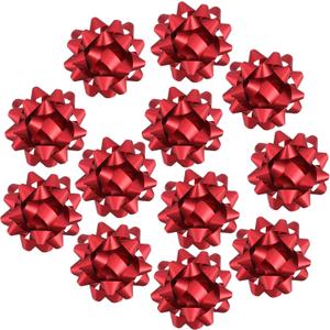 12Pcs Large 4.5 Inch Star Gift Bows for Gift Wrapping and Presents, Christmas Bows,for Parties, Birthdays, Weddings or Other Holidays. (Red)