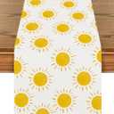 Summer Table Runner First Trip Around The Sun Decorations Here Comes The Son Baby Shower Decor Yellow Sunshine Sun Table Cover Summer Decorations for Simple Life Home Party