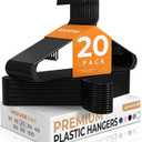 HOUSE DAY Plastic Hangers 20 Pack, Space Saving Clothes Hangers with Built-in Hooks, Durable & Strong Closet Organizers and Storage, Dorm Room Essential, Perfect for Shirts, Coat, Pants, Dress - Black