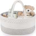 Maliton Baby Diaper Caddy Organizer, Cotton Rope Diaper Caddy Basket, Large Storage Basket for Newborn Boys and Girls, Gift for Baby Shower List, Newborn Essentials (Off White) Large