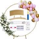 7.2 Ft Round Balloon Arch Stand Kit Wedding Arches for Ceremony Circle Backdrop Stand for Parties Wedding Birthday Decoration with Two Water Bags (7.2 FT Gold)