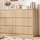 Oak 6 Drawer Dresser for Bedroom, Modern Fluted Dresser, Bedroom Dressers with Drawers, Large Double Wooden Chest of Drawers for Living Room, Hallway  

A completely new item, many scratches during transportation