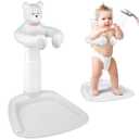 Baby Shower Stand, Adjustable Anti-Slip Baby Shower Standing Support, Soporte para Baera de Beb, Ideal Gift with Squeaky Bear for Infants 8-36 Months (Grey)