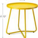 danpinera Outdoor Side Tables, Weather Resistant Steel Patio Side Table, Small Round Outdoor End Table Metal Side Table for Patio Yard Balcony Garden Bedside Yellow, 17.72 in x 17.72 in x 17.72 in