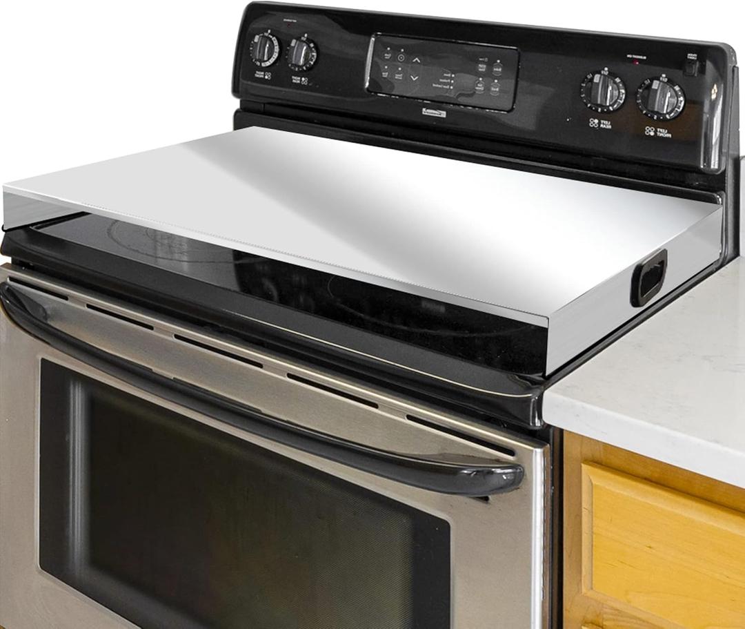 Stainless Steel Gas Stove Top Cover, Noodle Board Cooktop Cover, Kitchen Organizer for Gas and Electric Stove Range Expanding Kitchen Space, Large Size 30"x 22"x3", Sliver (29.5"L x 21.2"W)