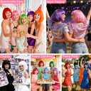2 x MEEZY 2 Pcs Colorful Bob Wigs with Bangs Black Pink for Women, Neon Fun Wig Short Bob Hair with Heart Sunglasses Hair Cap for Halloween Costume Cosplay Photography Birthday Bachelorette Party Carnival