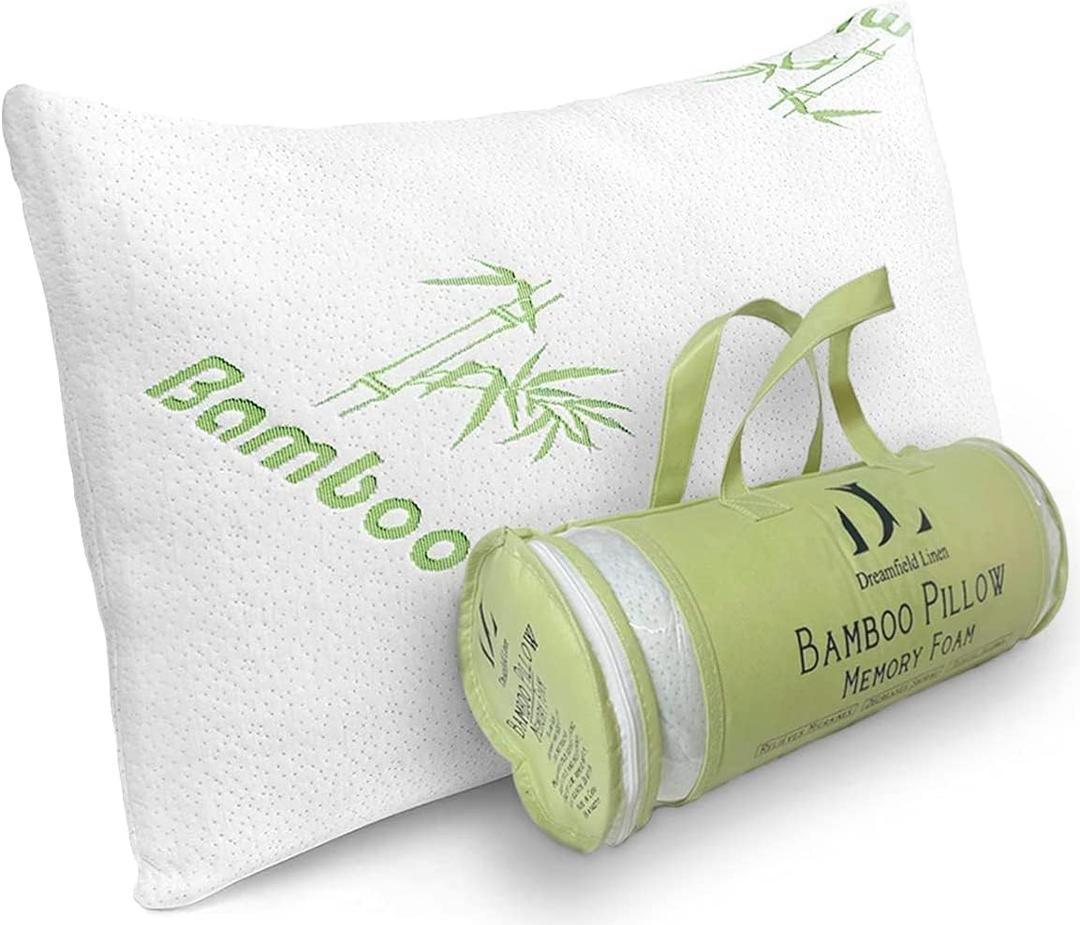 Memory Foam Bamboo Pillows King 20" x 36" [Adjustable] for Sleeping - Cool & Breathable Cover with Zipper Rayon Derived from Bamboo Pillowcase - Relieves Neck Pain - Back/Stomach/Side Sleeper