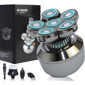 Head Shavers for Bald Men: Upgraded Detachable Head Shaver6D Floating HeadsDry and Wet Electric Shaver Budget OptionIPX8 Waterproof,LED DisplayGrooming Kit with Type-C Fast Charging