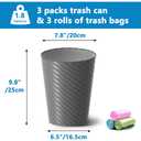 Lysam Bathroom Trash Can, 3 Pack 1.8 Gallons Small Trash Can with Trash Bags, Bathroom Garbage Can, Plastic Trash Bin, Round Waste Basket for Bedroom, Office, Room (White Black Grey)