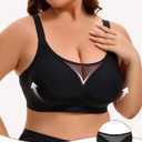 INNERSY Womens Plus Size Wireless & Seamless Supportive Full Coverage Bras Push Up No Underwire Bra for Everyday Comfort (Black, 1XL)