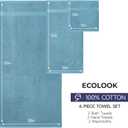 Ecolook 6 Piece Bath Towel Set,100% Cotton,Includes 2 Bath Towels 55x28 Inch,2 Hand Towels,2 Washcloths,Soft,Highly Absorbent & Quick Dry for Bathroom, Spa, Gym,Shower and Daily Use,Blue